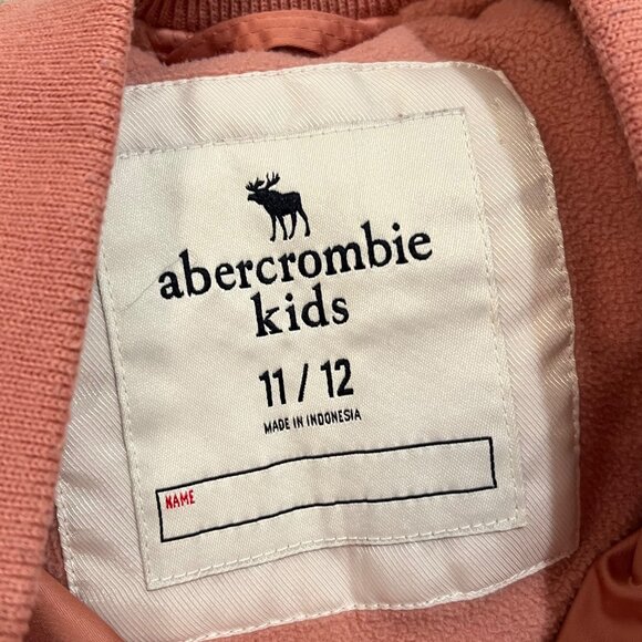 Abercrombie Kids Bomber Jacket Pink Nylon Blend Zip-Up Size 11/12 - Picture 3 of 3